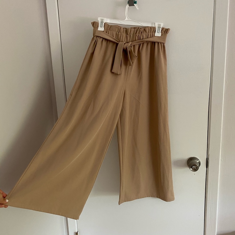 Polyester and spandex fit and flare pants